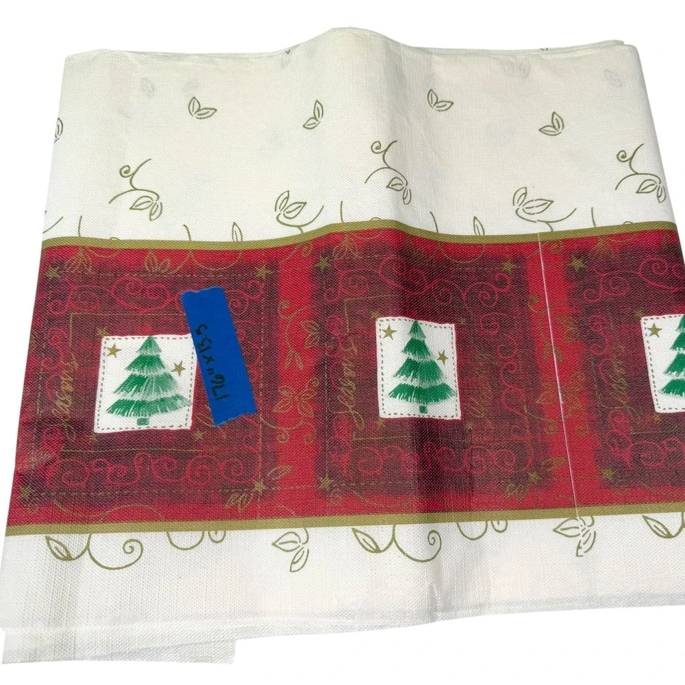13.5x176 Cream Red Christmas Tree Table Runner Extra Long Holiday Traditional